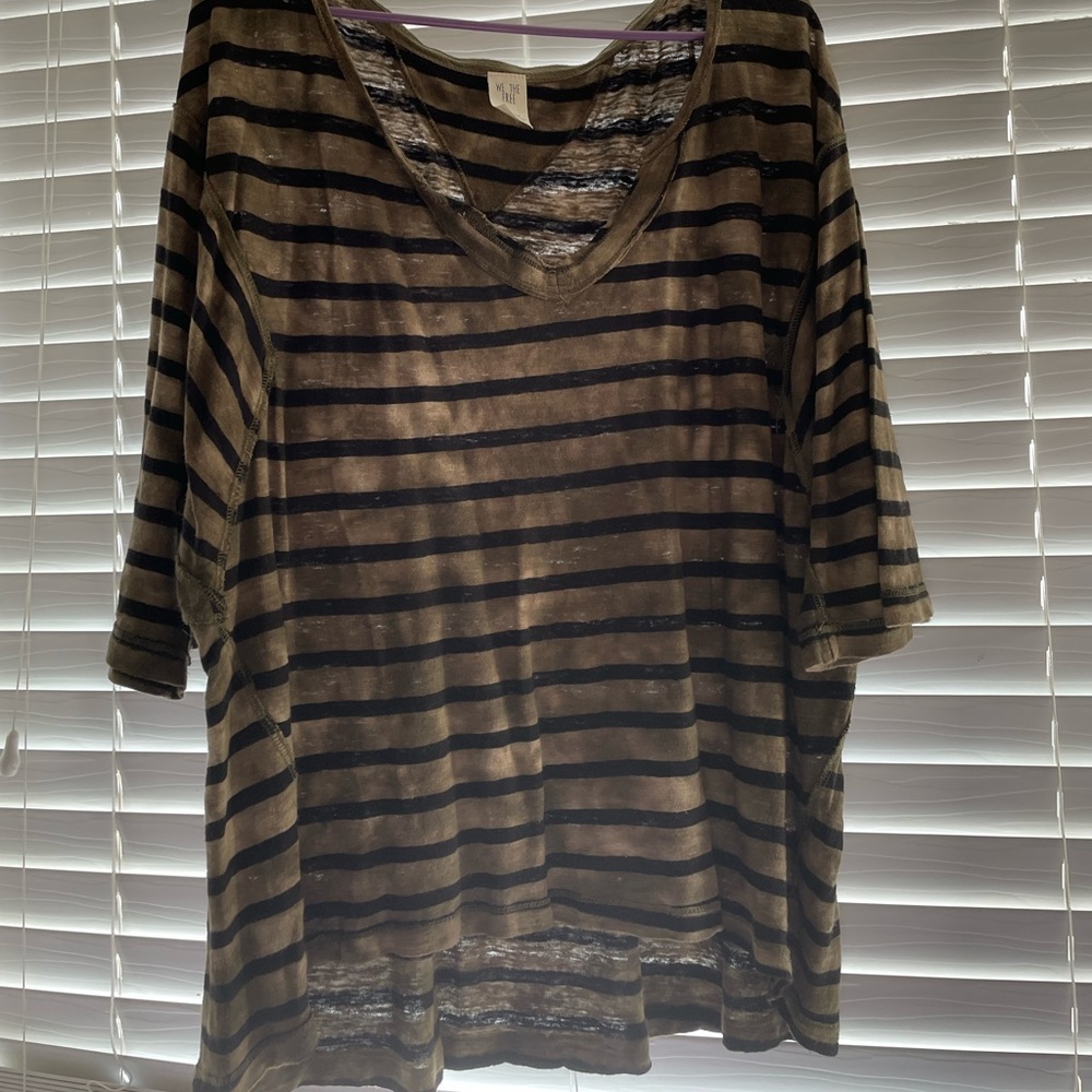 Free people green and black striped shirt